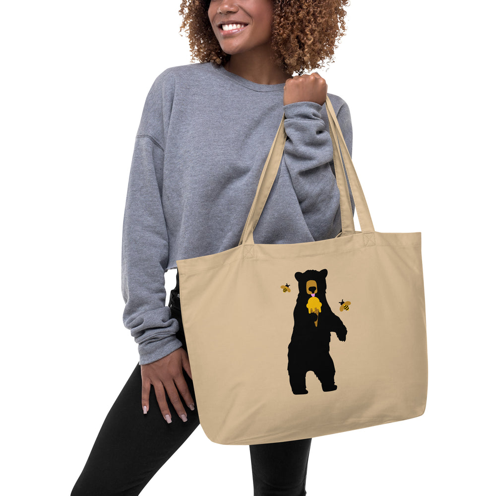 Large Organic Tote Bag with Bear