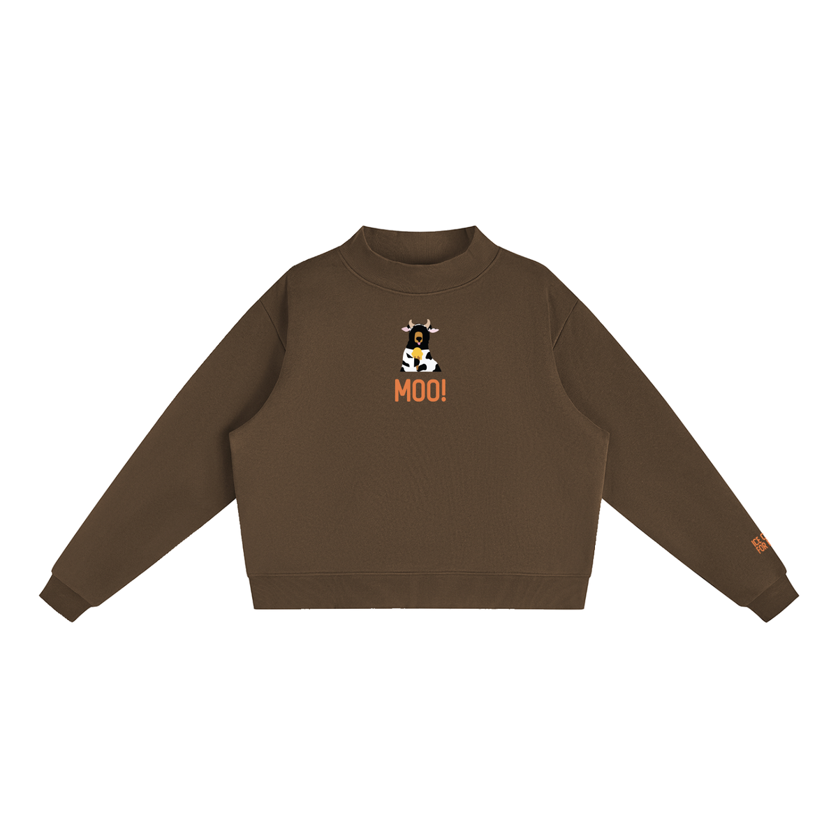Moo! Women's Essential Fleece Mock-Neck Crew Sweatshirt