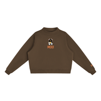 Moo! Women's Essential Fleece Mock-Neck Crew Sweatshirt