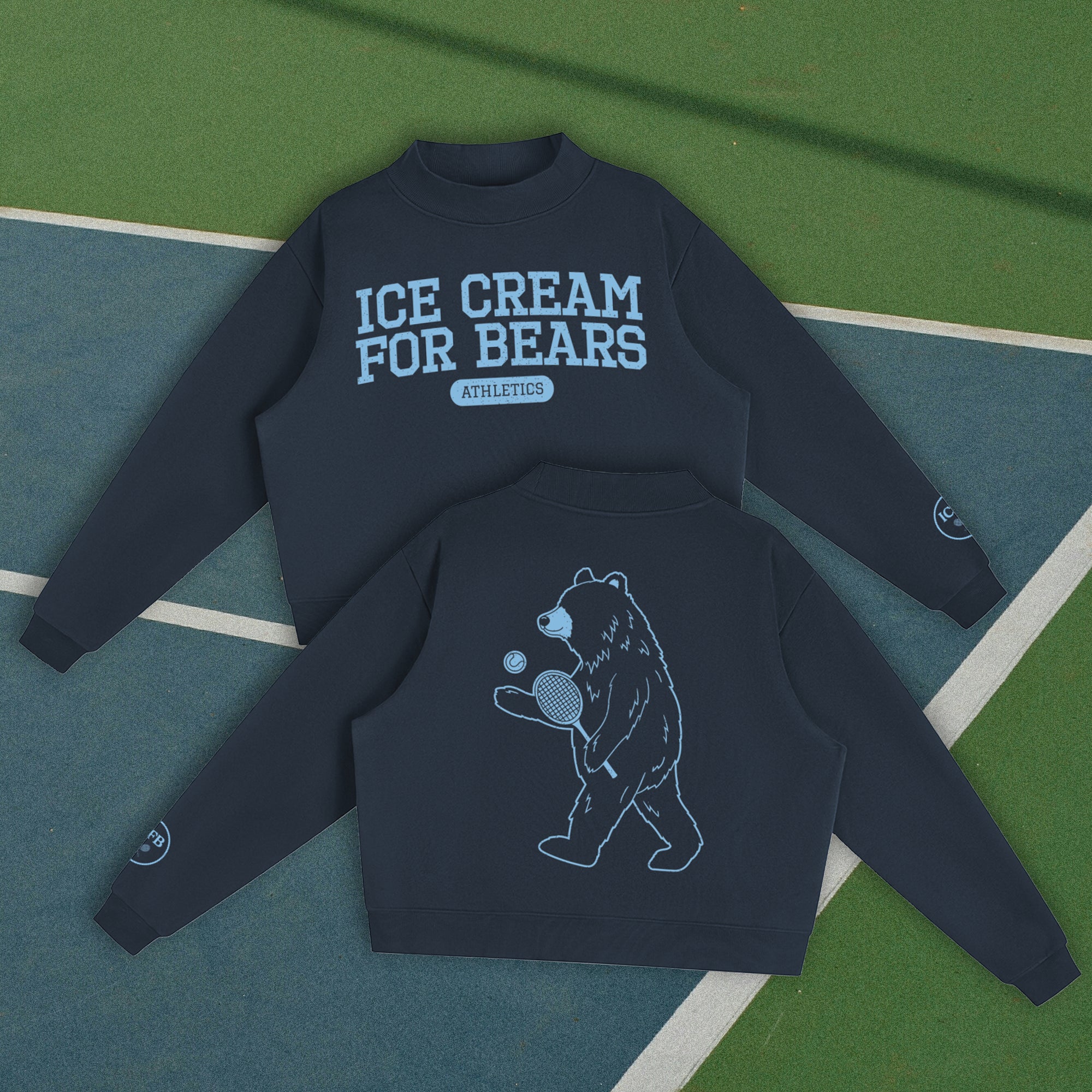 ICFB Athletics Tennis Mock-Neck Crew Sweatshirt