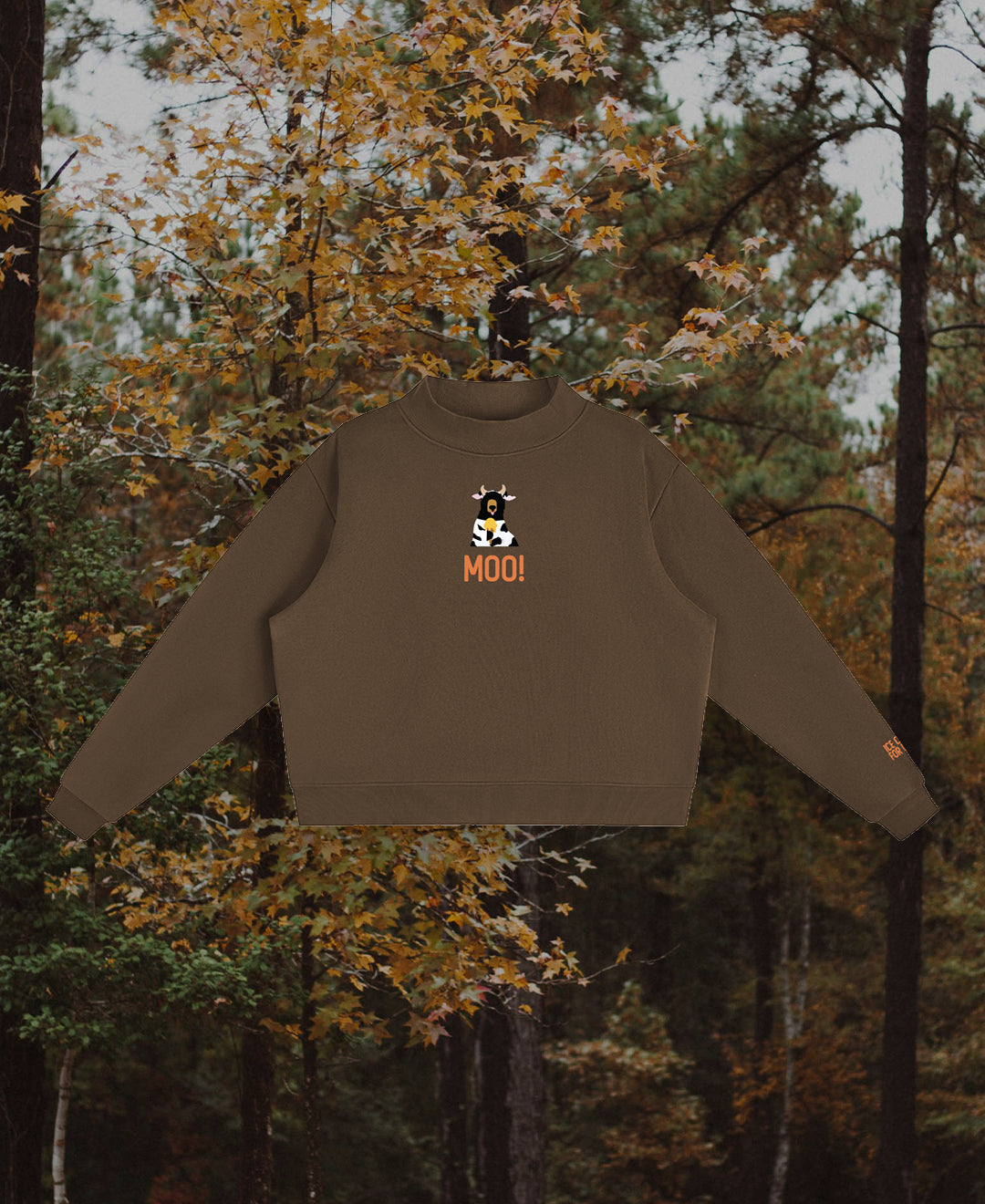 Moo! Women's Essential Fleece Mock-Neck Crew Sweatshirt