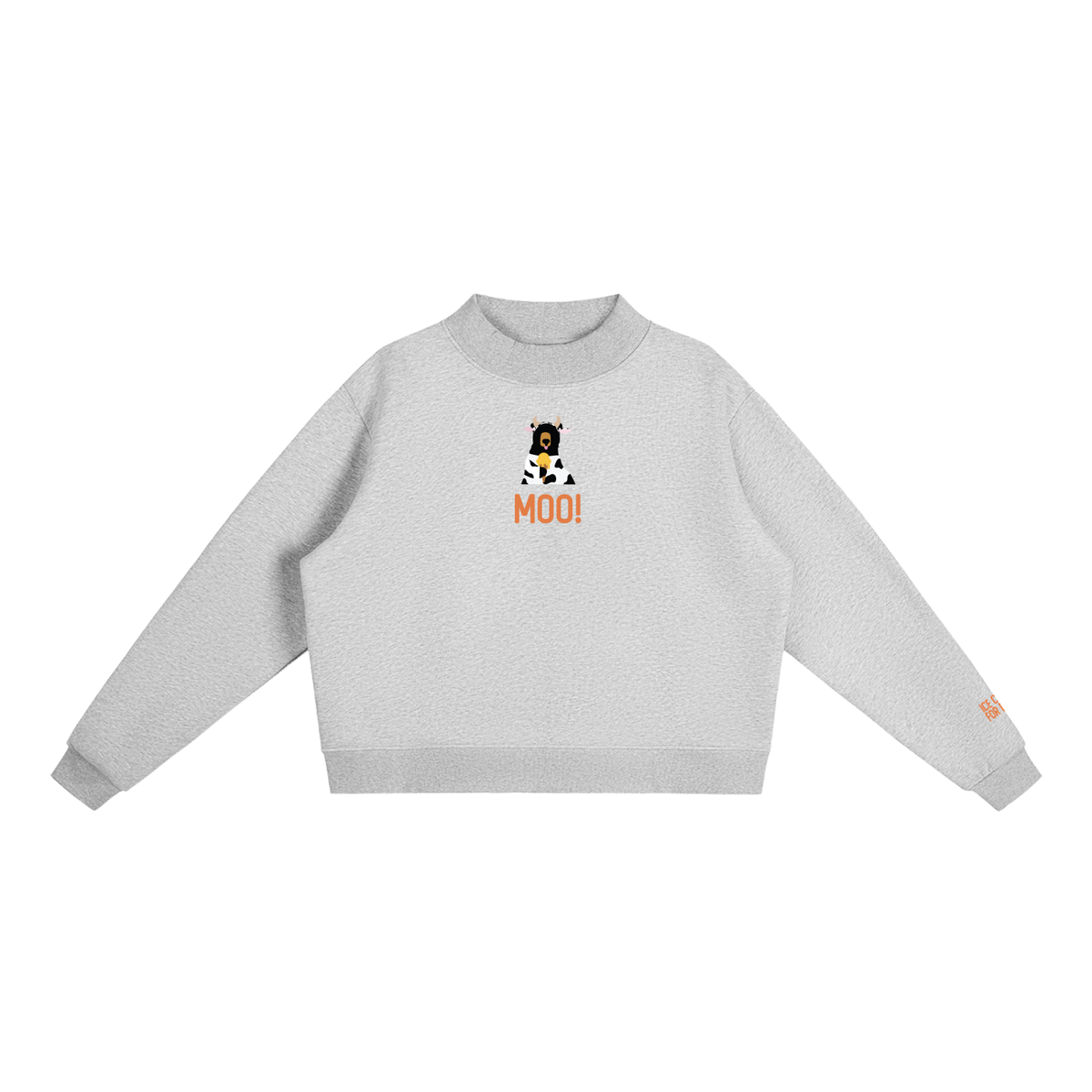 Moo! Women's Essential Fleece Mock-Neck Crew Sweatshirt