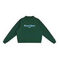 Bears Open Tennis Mock-Neck Crew Sweatshirt - Green & Light Blue