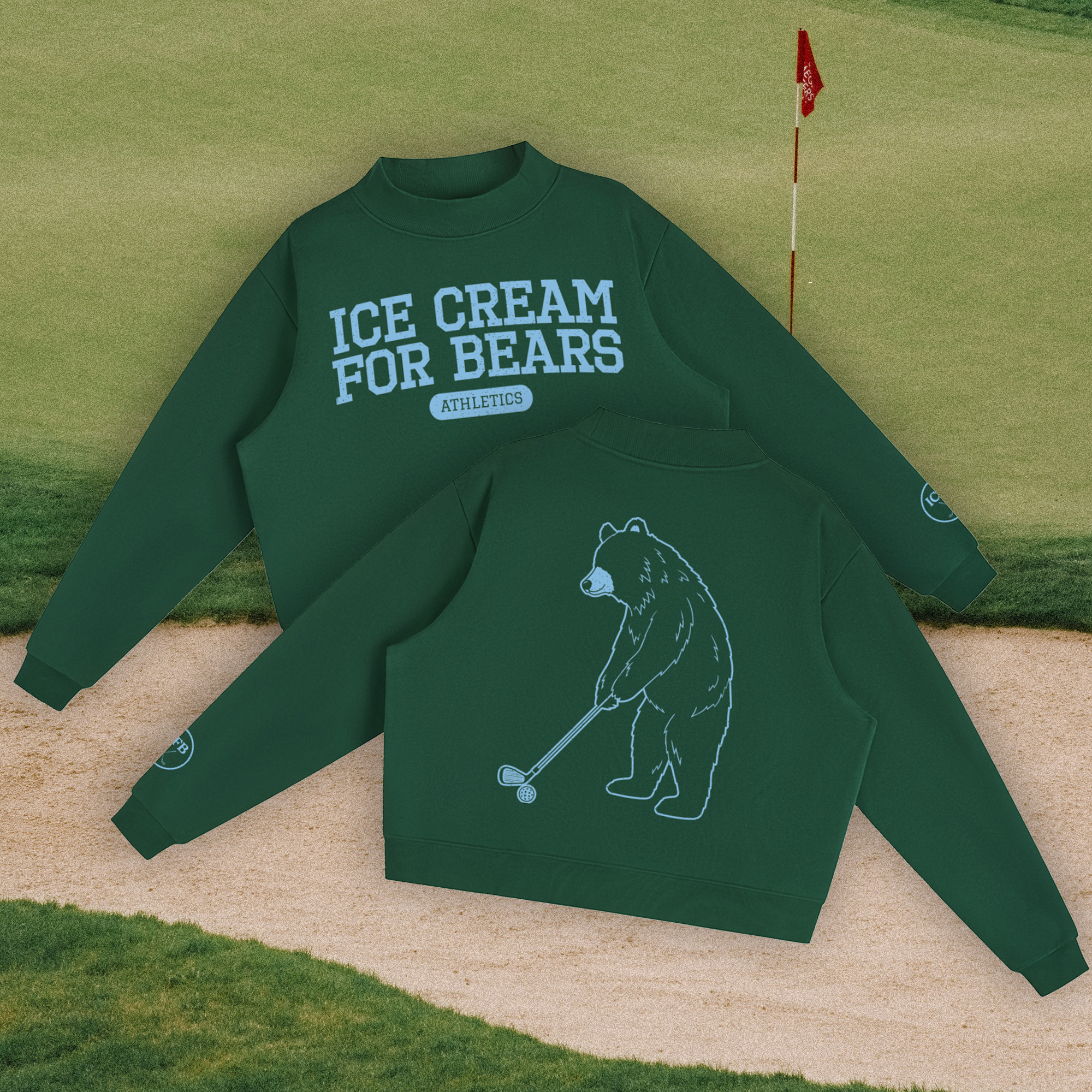ICFB Athletics Golf Essential Fleece Mock-Neck Crew Sweatshirt