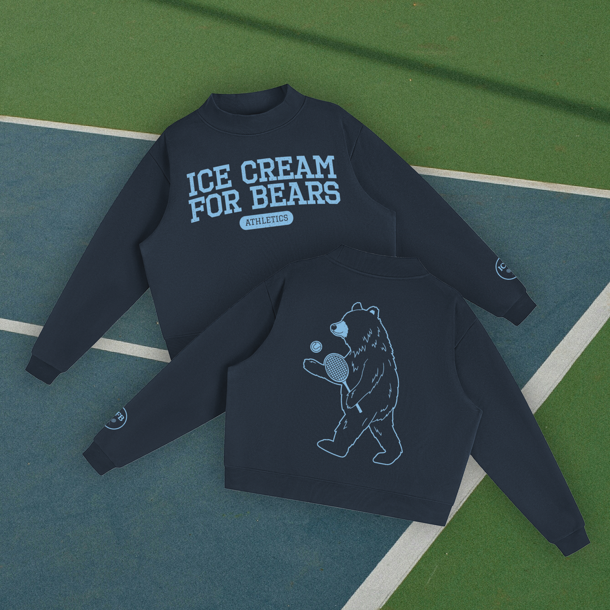 ICFB Athletics Tennis Mock-Neck Crew Sweatshirt